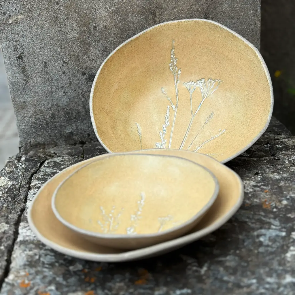 Ciotole "Fiur in di prai"  (naturale lucido, ⌀17-18 cm)